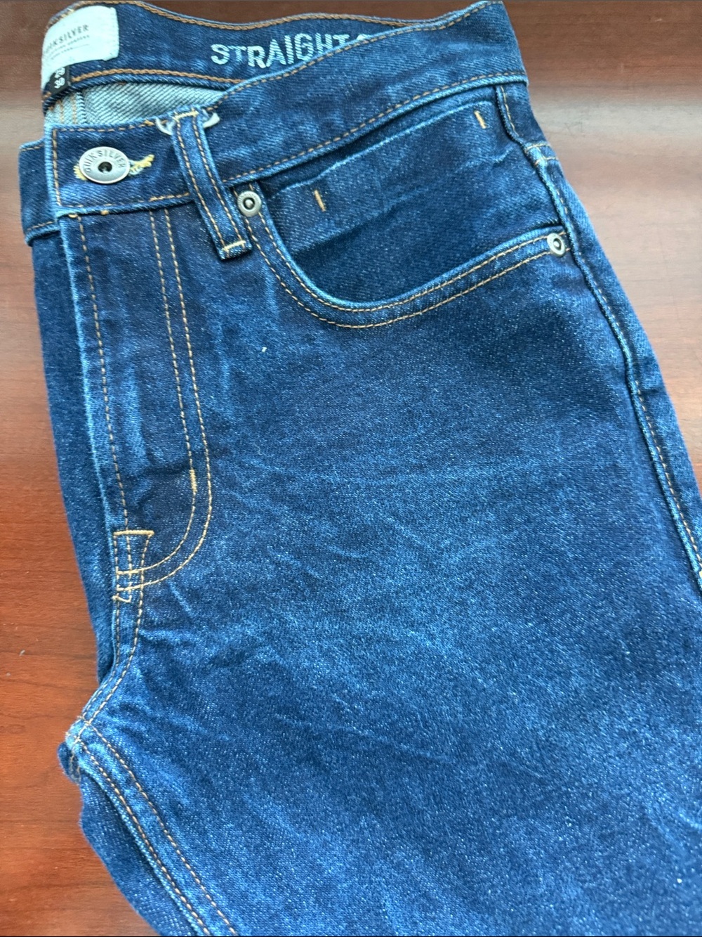 Quiksilver Men’s Straight Jeans in Dark Blue Denim